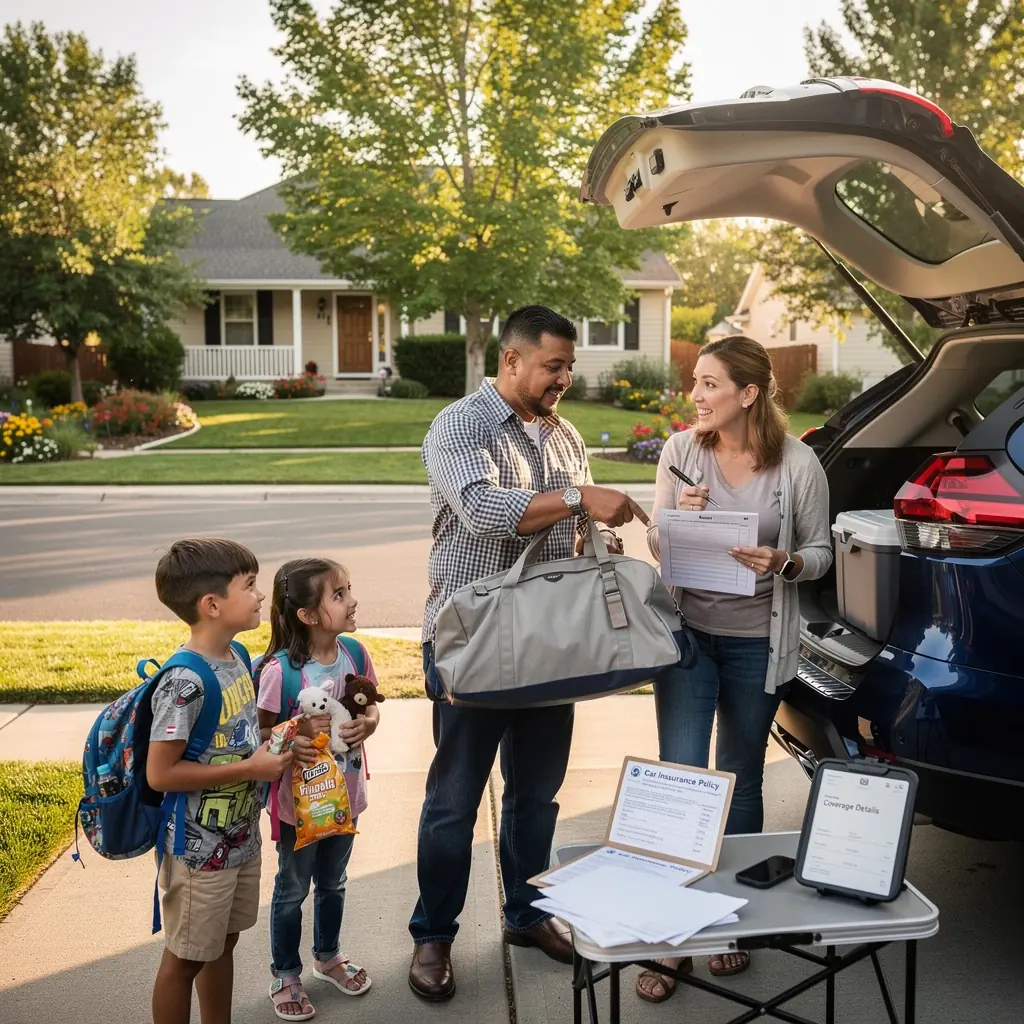 Polisa ubezpieczeniowa samochodów osobowych, przedstawiająca różne pojazdy w flocie.