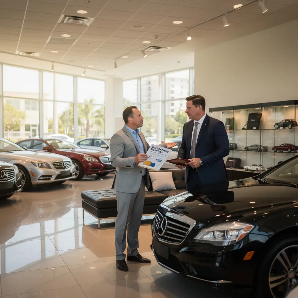 Klient podpisujący umowę ubezpieczenia dla swojej floty pojazdów